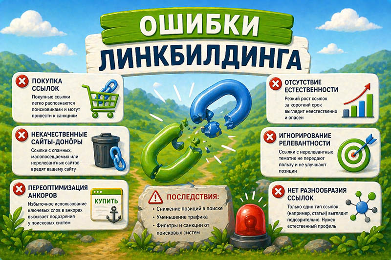 Основные ошибки линкбилдинга
